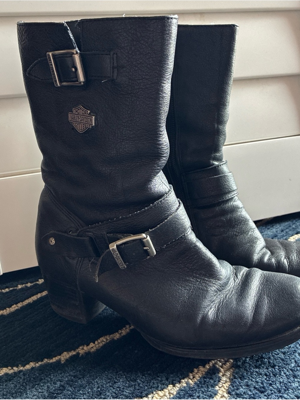 Harley Davidson Serita 85041 Size 6.5 Black Leather Riding Boots Women's zipper